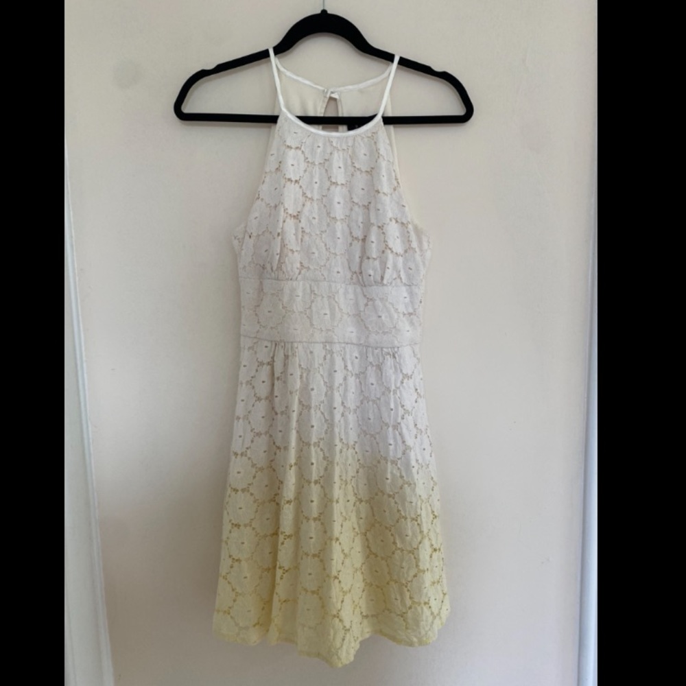 B Darlin Ombré Cream and Yellow Lace Dress